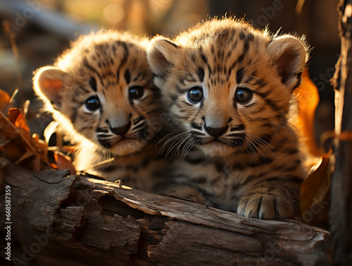 two leopards puppies   AI generated
