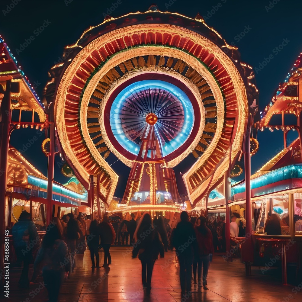 A nocturnal, glowing carnival filled with fantastical, luminescent creatures5