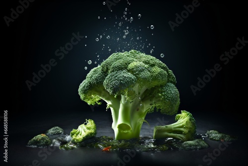 Raw broccoli isolated in a black background