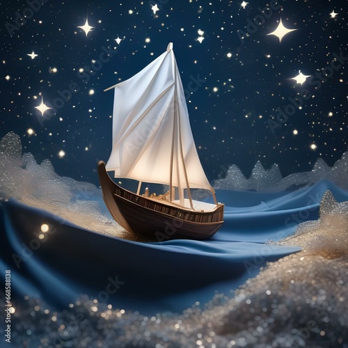 A dreamy, moonlit voyage in a paper boat across a sea of constellations2 photo
