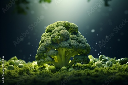 Raw broccoli isolated in a black background