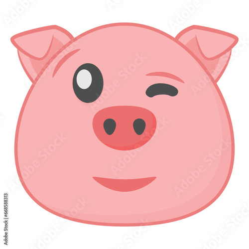 Pig emoji with a winking face