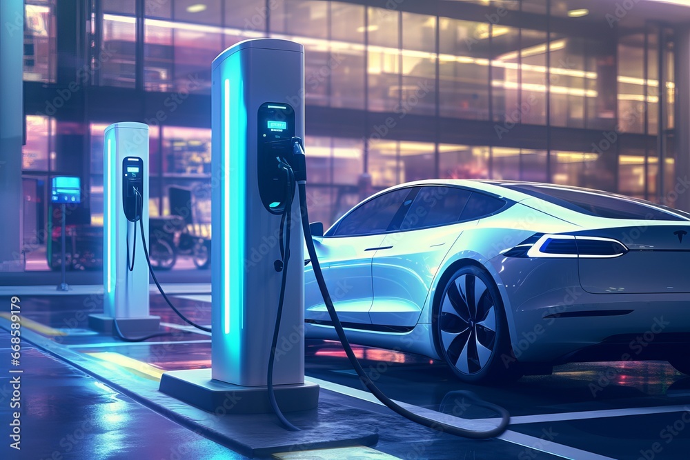 Electric vehicle car charging station.