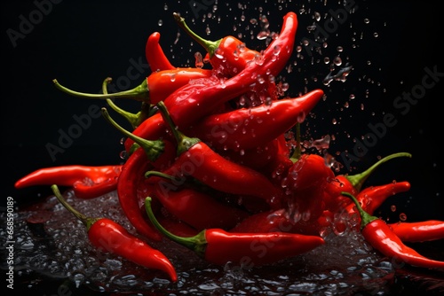 Assortment of green and red chillies