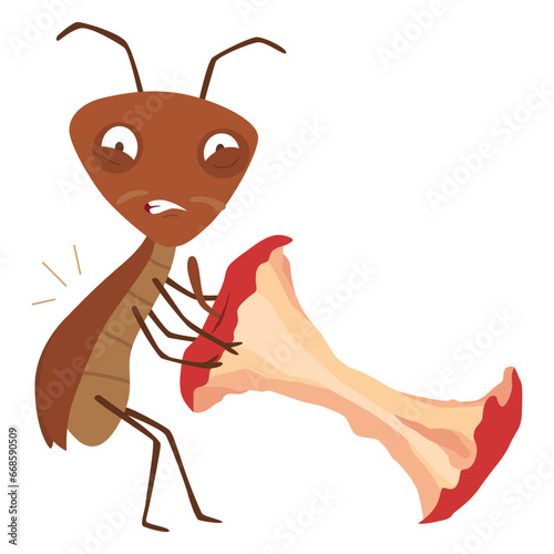 Dirt cockroach. Funny brown beetle. Adorable parasit, wildlife sticker. Cartoon insect pest vector illustration