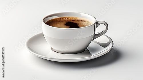 tasse à café isotherme sur fond blanc, tasse à café/mug avec du café noir chaud, vue de dessus