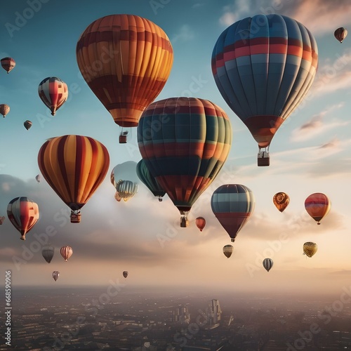 A whimsical, floating city of hot air balloons amidst a sea of clouds4