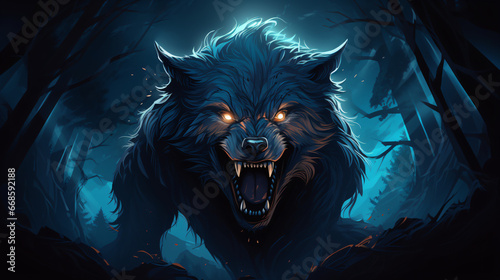 Mystical Werewolf in the Night Captivating Vector