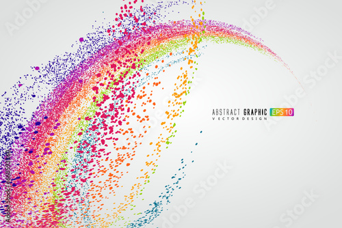 A rainbow-shaped abstract figure composed of countless dots, symbolizing soaring and good intentions.