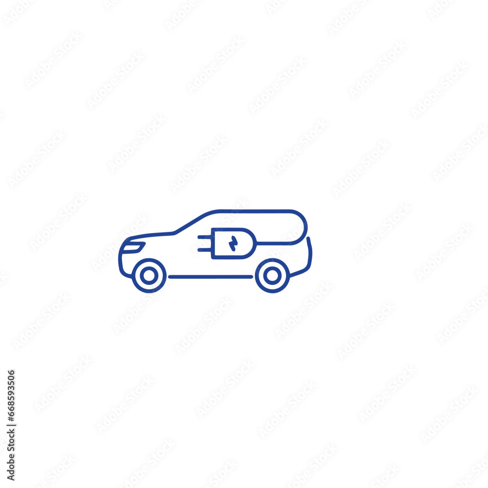 f Electro Car and vehicle Related Vector Line Icons.