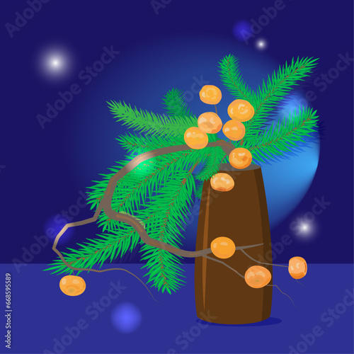 New Year's composition with tangerines