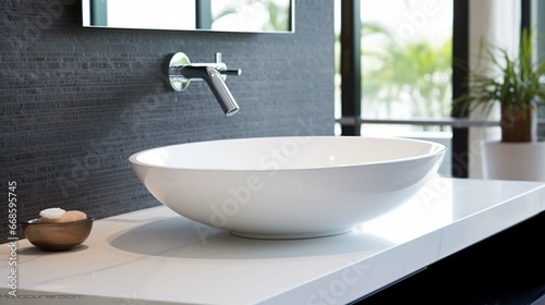Stylish white sink in modern bathroom