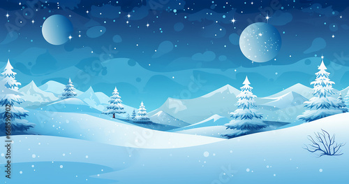 christmas night landscape © Baechi Stock