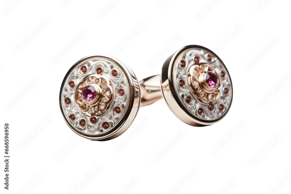 Refined Cufflink Design in High Resolution Isolated On Transparent Background.