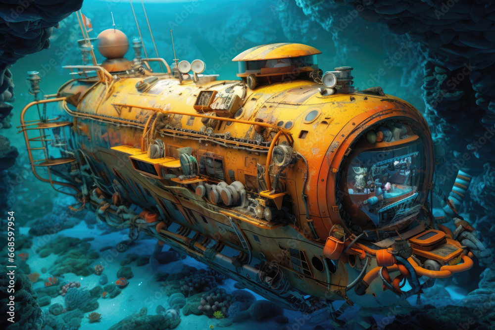 Submarine under water - Generative AI