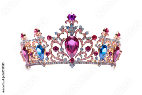 Sophisticated colorful Princess Tiara Isolated On Transparent Background.