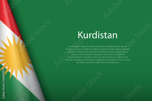 flag of Kurdistan, Ethnic group, isolated on background with copyspace photo