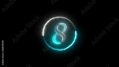 abstract glowing neon countdown timer number illustration 4k 