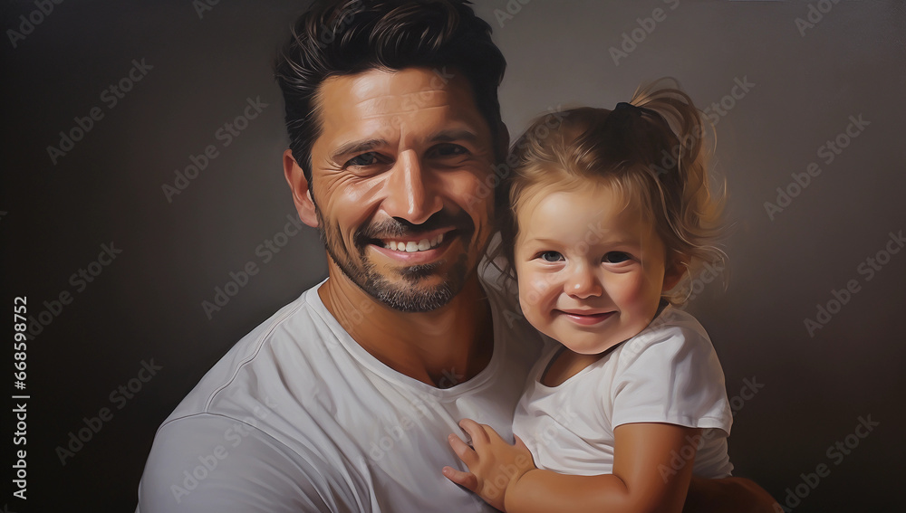 © Sergio - father holding his daughter and smiling at the camera