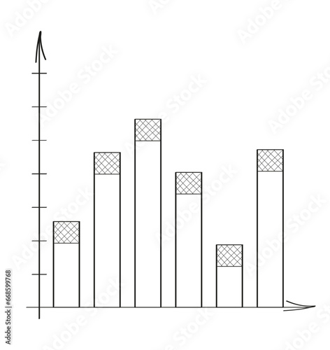 Chart, graph vector in doodle style. Approximation, statistics, financial chart.
