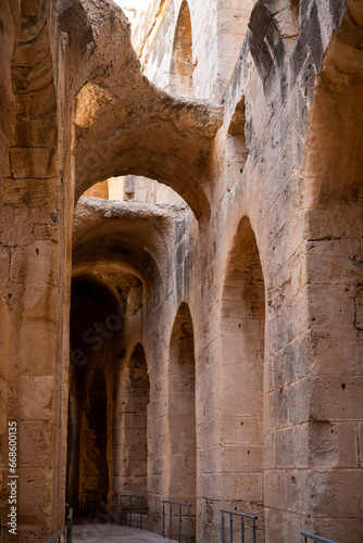 El Jem Coliseum. The largest Roman amphitheater in Africa. Unesco World Heritage.