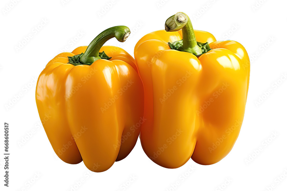 Yellow peppers isolated PNG Background. Generative Ai. Yellow peppers isolated PNG Background. Generative Ai.