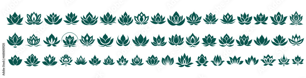 Fototapeta premium Abstract vector lotus flower symbol. Vector floral labels for Wellness.