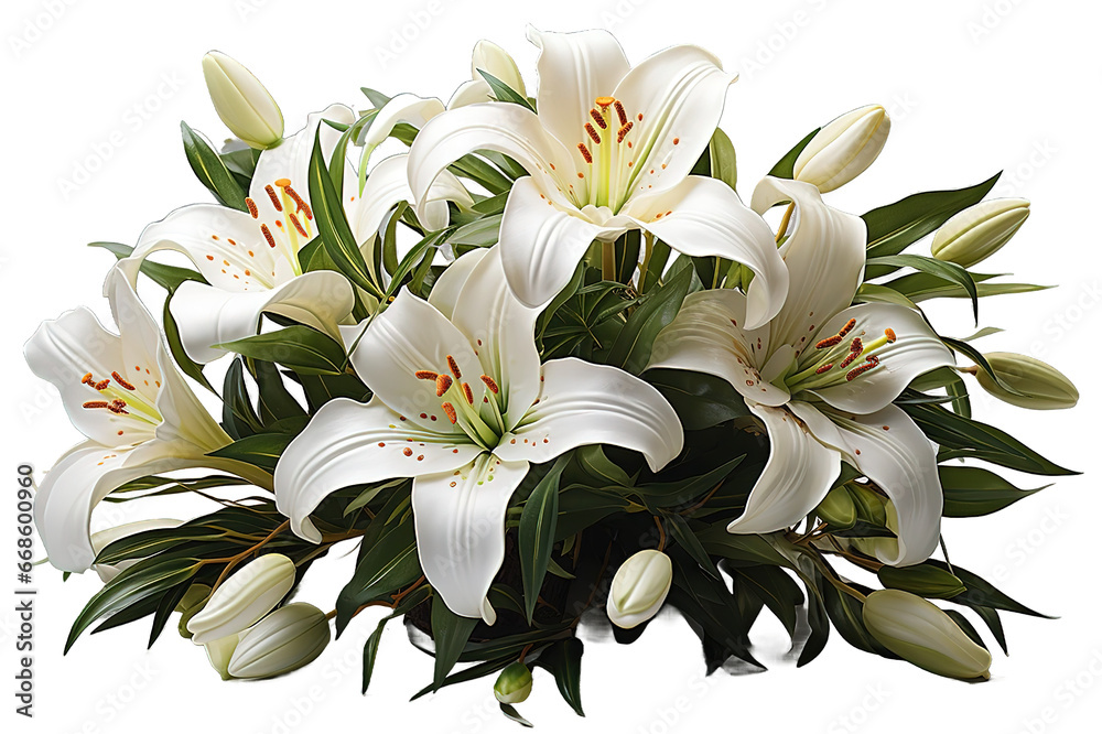 Fototapeta premium Colorful floral bouquet of botanical summer flowers for wedding, valentine anniversary isolated PNG Background. Generative Ai.