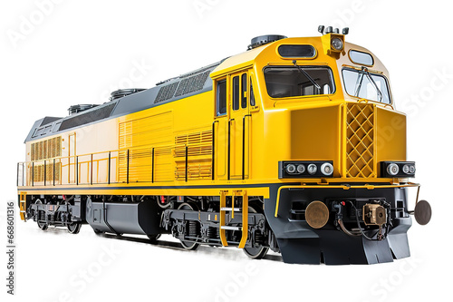 Modern diesel railway locomotive with great power and strength for moving long and heavy railroad train. isolated PNG Background. Generative Ai.