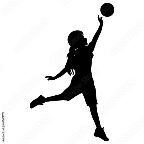 cute girl play basketball silhouette