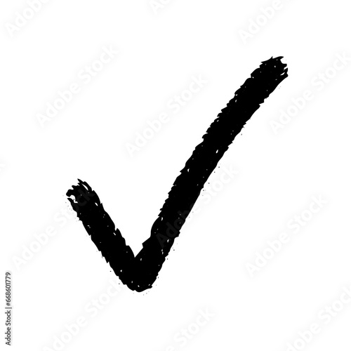 Minimalistic element isolated on white background. Black check mark sign, confirmation and approval, upvote.