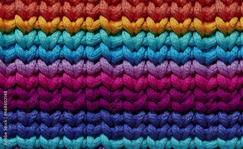 Rainbow colors knitted fabric, seamless pixel perfect pattern texture.