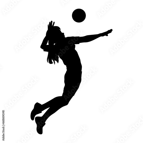 cute girl play volleyball silhouette