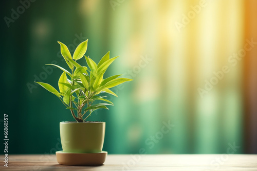 Plant in a vase with copy space background