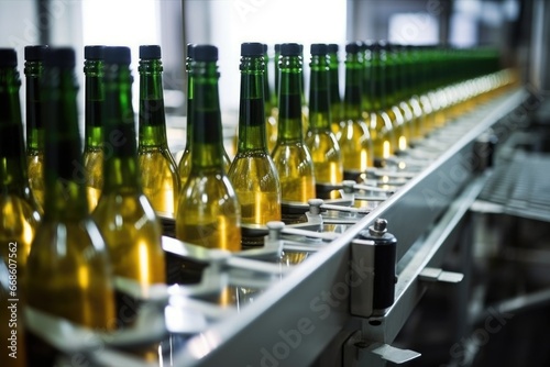 bottles sealed and ready for alcohol testing on a conveyor belt