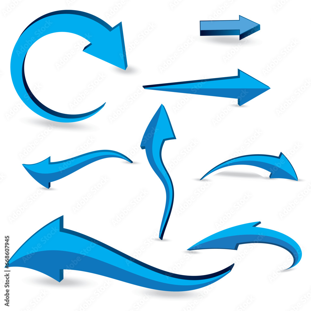 Arrows Rastr 3d arrows. illustration isolated on white background. Raster version ...