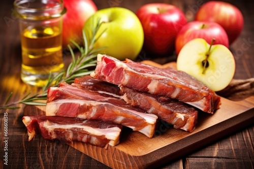 closeup of juicy ribs with smoky apple aroma