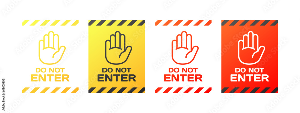 Do not Enter signs. Flat, color, warning icons, do not Enter. Vector icon