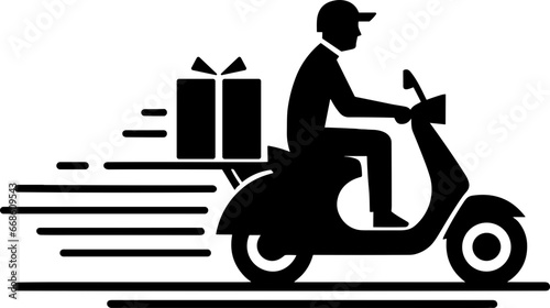 Delivery Man with Scooter Pictogram Icon