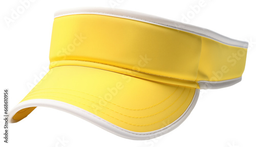 Yellow tennis visor cap isolated. photo
