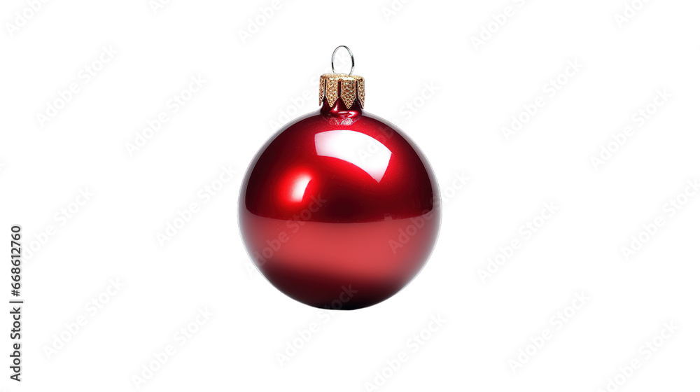 Christmas red baubles isolated on transparent background, Generative ai. Christmas red baubles isolated on transparent background, Generative ai.