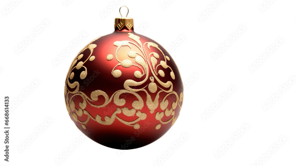 Christmas red baubles isolated on transparent background, Generative ai. Christmas red baubles isolated on transparent background, Generative ai.