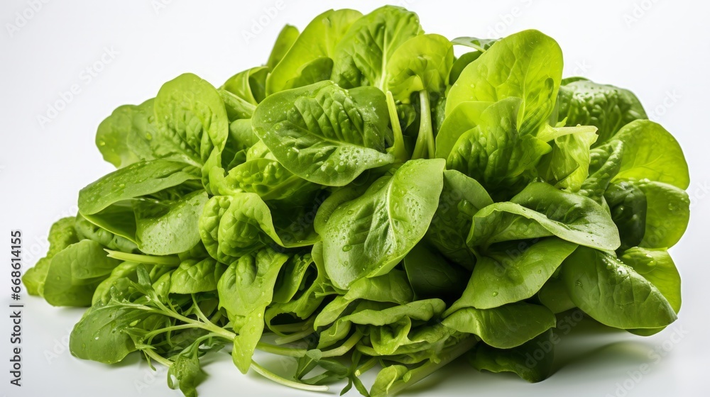 Lettuce green salad on white background. Generative AI. Lettuce green salad on white background. Generative AI.
