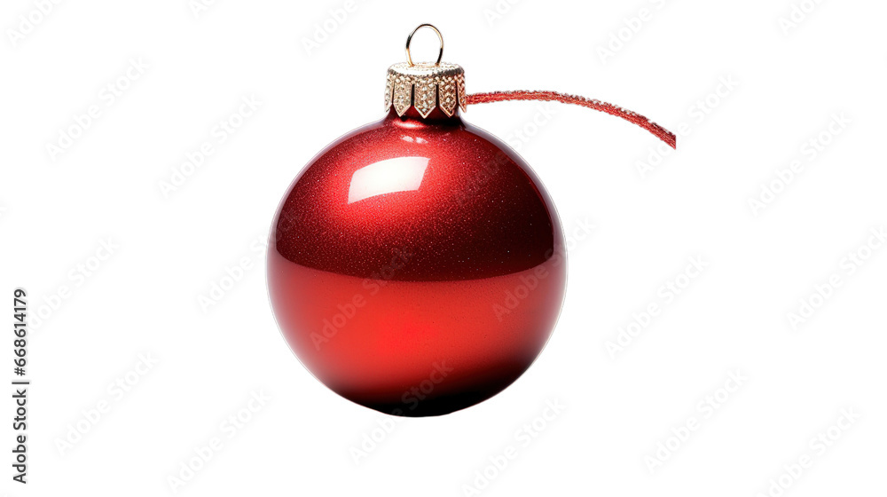 Christmas red baubles isolated on transparent background, Generative ai. Christmas red baubles isolated on transparent background, Generative ai.