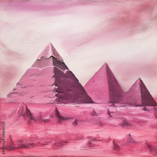 a group of pyramids in desert