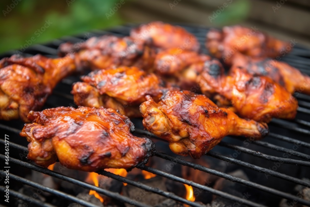 spicy chicken wings on a bbq grill