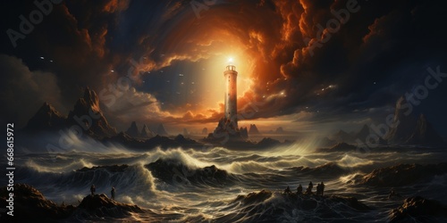 a lighthouse in ocean