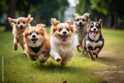 Playful Dogs Running in the Park