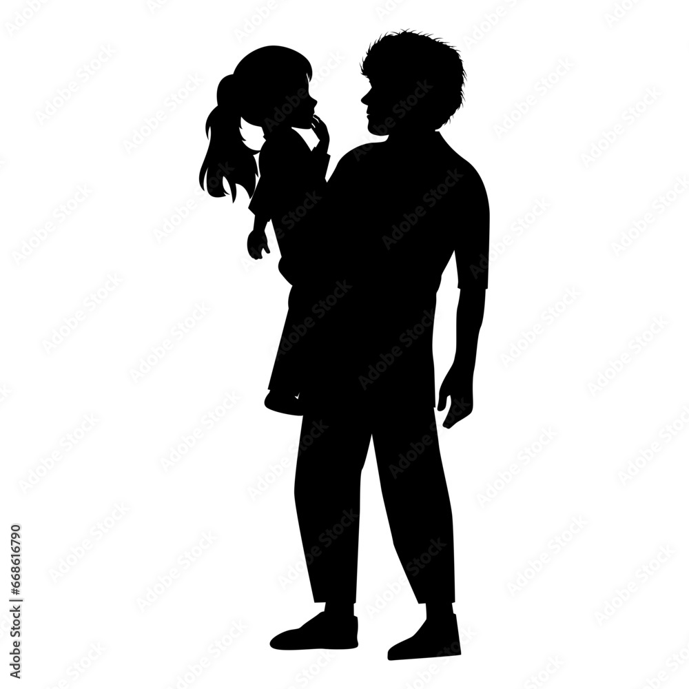 cute father and daughter silhouette