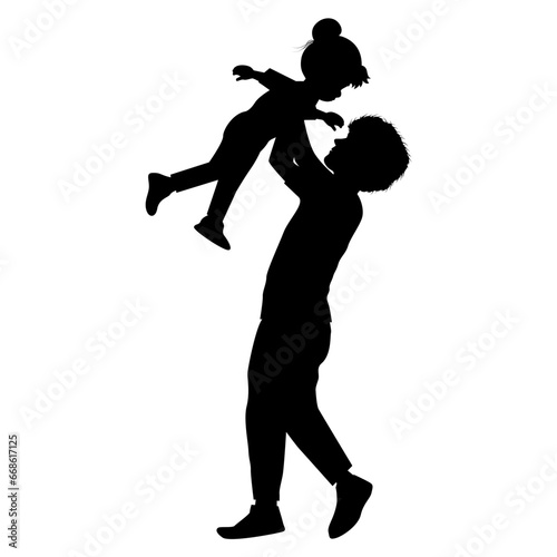 cute father and daughter silhouette